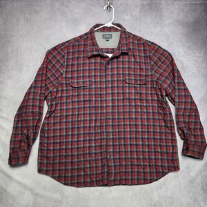 Wallin Bros Mens XXL Red Blue Gray Plaid Wool Blend Thick Shirt Jacket